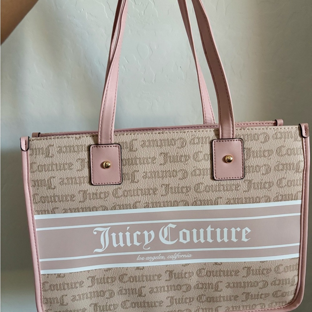Juicy Couture Pink and Sandstone Top Zip Tote